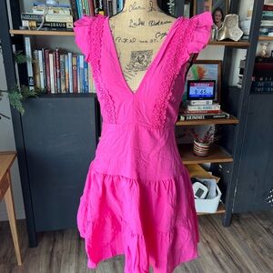 Pink Ruffle Sleeve Dress